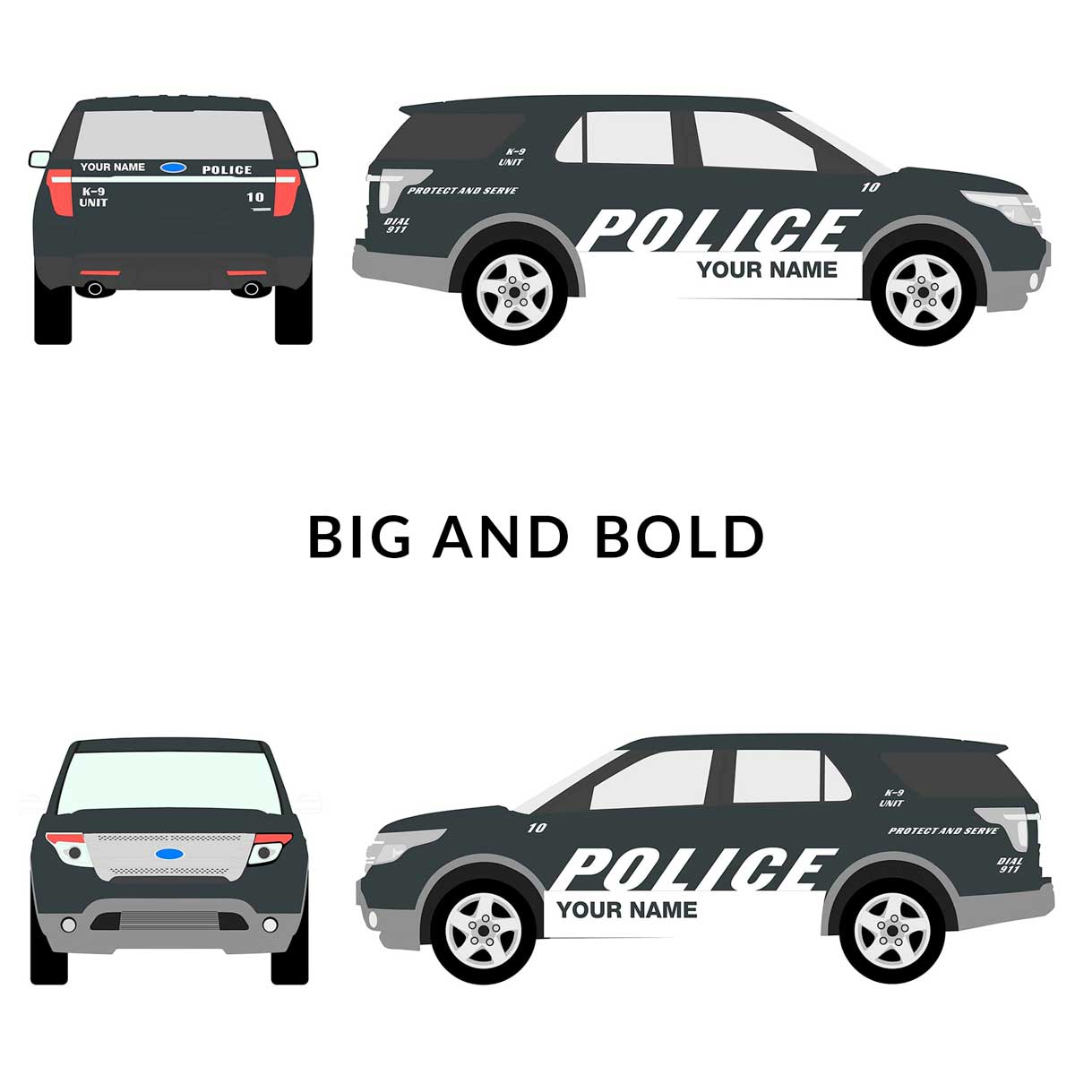 Police Car Graphic Kits, Featuring the “Big and Bold” Design
